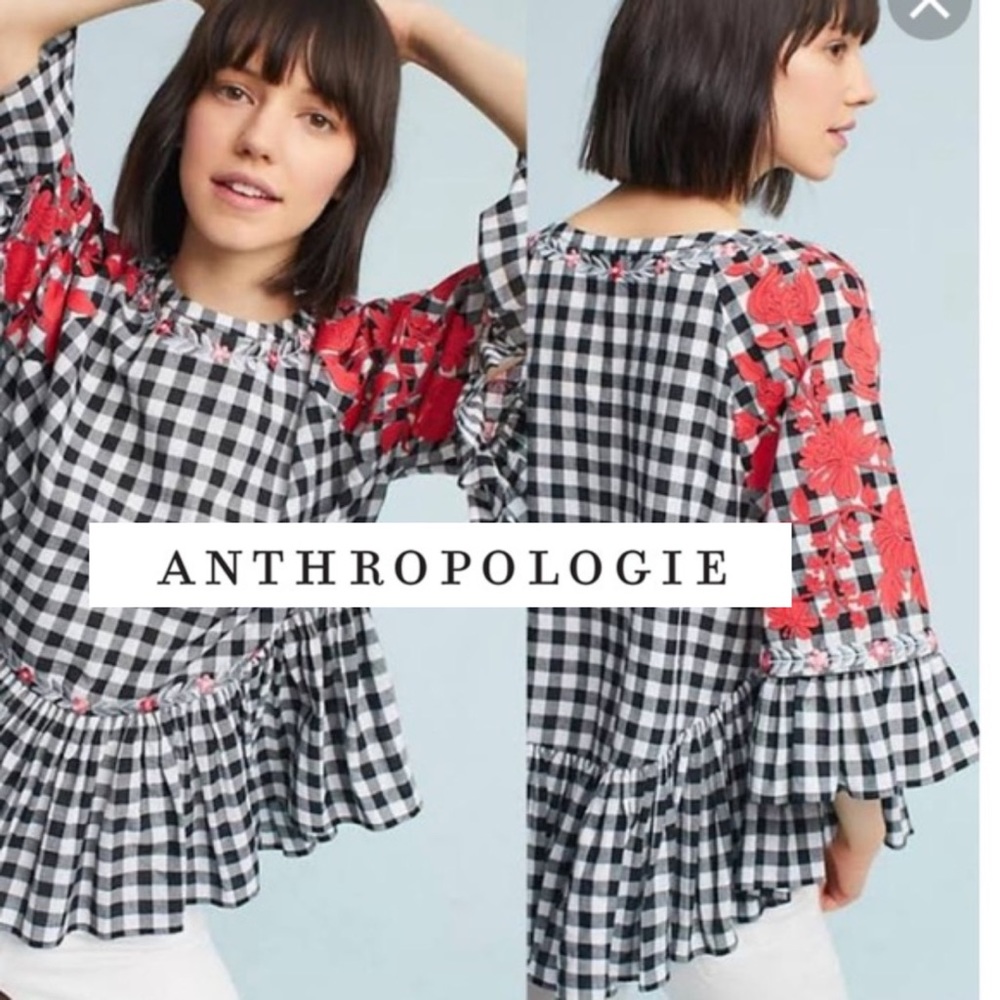 Anthropologie Pankaj  & Nidhi Gingham Swing Tunic
